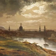 Johan Christian Dahl | Dresden im Mondlicht - 1839 | Gerahmter Kunstdruck | Romantik | formida