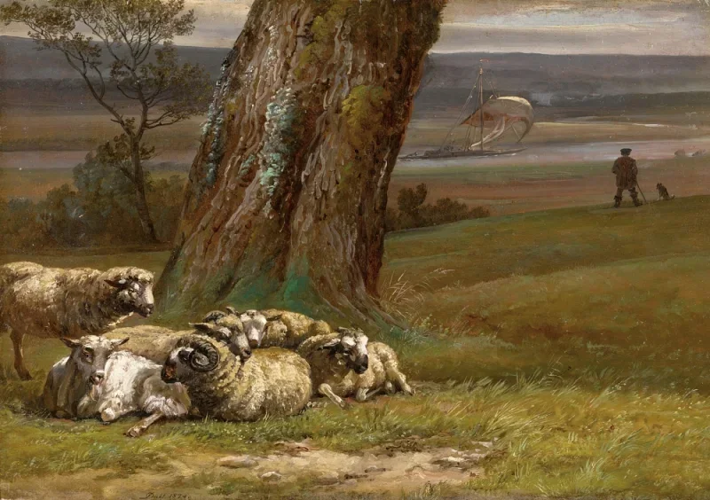 Johan Christian Dahl | Landskab ved floden Elben - 1824 | Indrammet kunsttryk | Romantic | formida