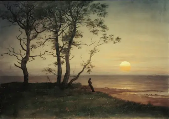 Johan Christian Dahl | Strand ved måneskin - 1820 | Indrammet kunsttryk | Romantic | formida
