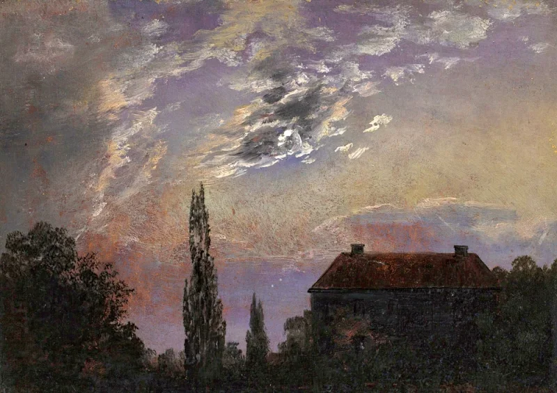 Johan Christian Dahl | Månebelyst landskab - 1832 | Romantic | formida