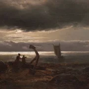 Johan Christian Dahl | Mor og barn ved havet - 1830 | Indrammet kunsttryk | Romantic | formida