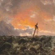 Johan Christian Dahl – Meereslandschaft mit Wrack  1831 | Giclée Kunstdruck gerahmt