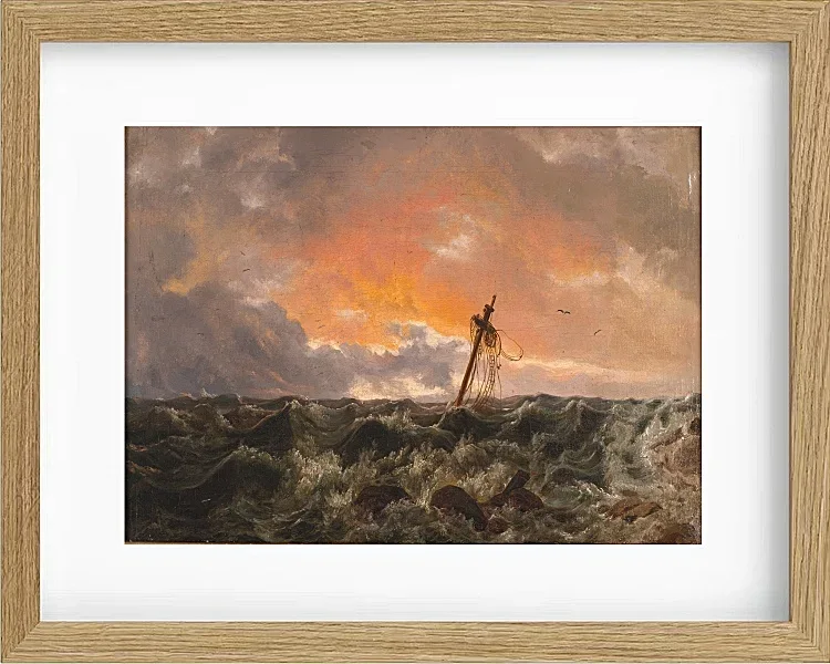 Johan Christian Dahl – Meereslandschaft mit Wrack  1831 | Giclée Kunstdruck gerahmt