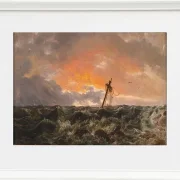 Johan Christian Dahl – Meereslandschaft mit Wrack  1831 | Giclée Kunstdruck gerahmt