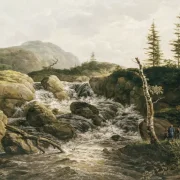 Johan Christian Dahl | Berglandschaft mit Wasserfall - 1817 | Gerahmter Kunstdruck | Romantik | formida