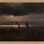 Johan Christian Dahl – Mutter und Kind am Meer  1830 | Giclée Kunstdruck gerahmt