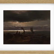 Johan Christian Dahl – Mutter und Kind am Meer  1830 | Giclée Kunstdruck gerahmt