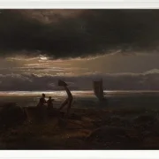 Johan Christian Dahl – Mutter und Kind am Meer  1830 | Giclée Kunstdruck gerahmt