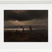 Johan Christian Dahl – Mutter und Kind am Meer  1830 | Giclée Kunstdruck gerahmt