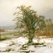 Johan Christian Dahl | Egetræ ved Elben om vinteren - 1853 | Romantic | formida
