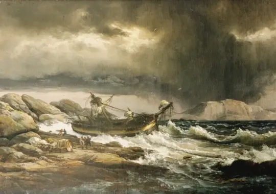 Johan Christian Dahl | Skibsvrag - 1832 | Indrammet kunsttryk | Romantic | formida