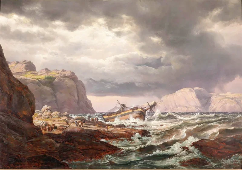 Johan Christian Dahl | Skibsforlis på Norges kyst - 1832 | Romantic | formida
