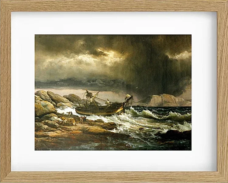 Johan Christian Dahl – Schiffbruch 1832 | Giclée Kunstdruck gerahmt