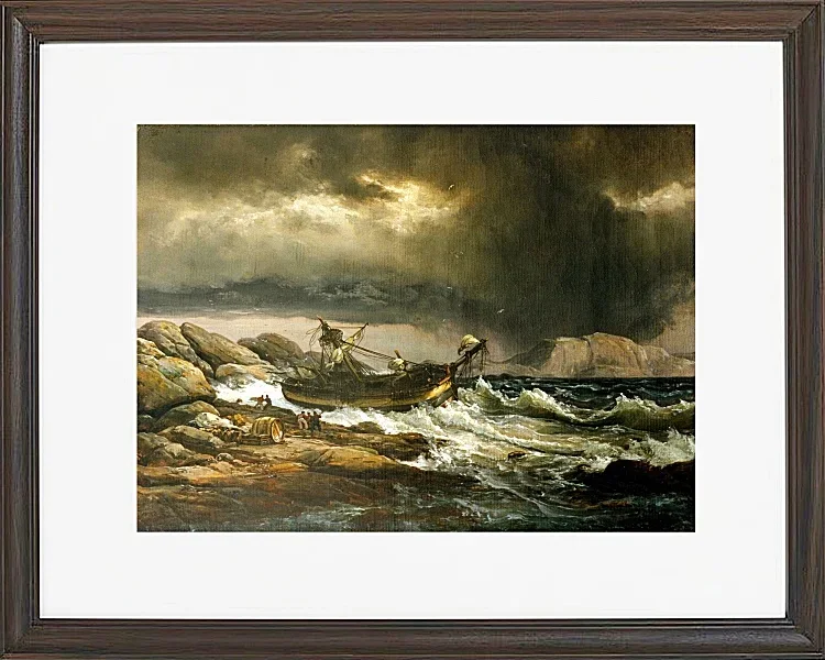 Johan Christian Dahl – Schiffbruch 1832 | Giclée Kunstdruck gerahmt