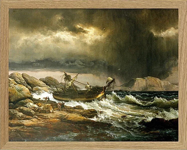Johan Christian Dahl – Schiffbruch 1832 | Giclée Kunstdruck gerahmt