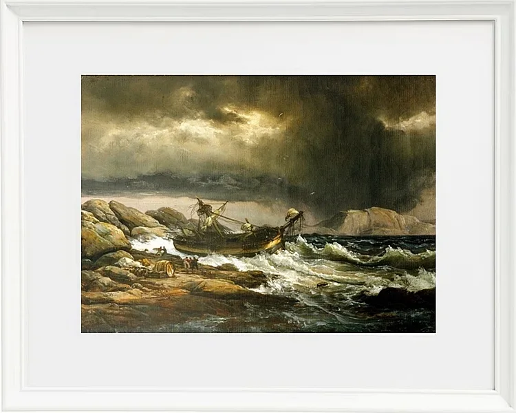 Johan Christian Dahl – Schiffbruch 1832 | Giclée Kunstdruck gerahmt