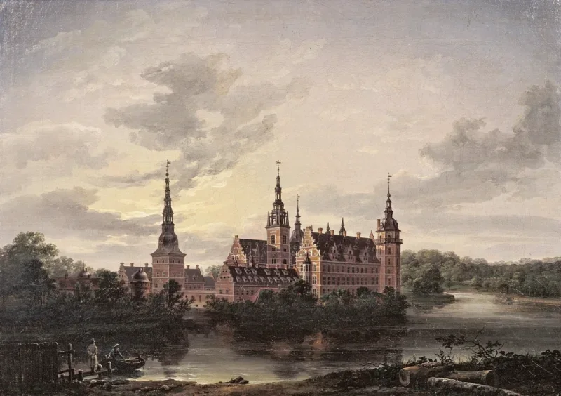 Johan Christian Dahl | Frederiksborg Slot i måneskin - 1817 | Indrammet kunsttryk | Romantic | formida
