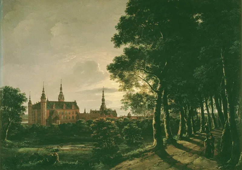 Johan Christian Dahl | Frederiksborg Slot ved måneskin - 1817 | Indrammet kunsttryk | Romantic | formida