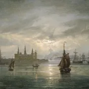 Johan Christian Dahl | Kronborg Slot i måneskin - 1849 | Indrammet kunsttryk | Romantic | formida