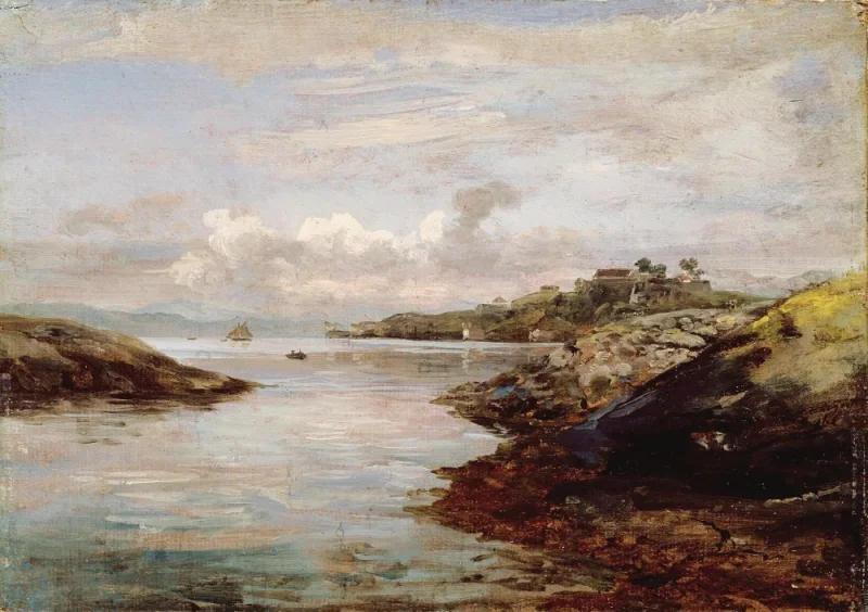 Johan Christian Dahl | Fredriksberg Befæstning på Nordnes i Bergen - 1834 | Indrammet kunsttryk | Romantic | formida