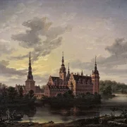 Johan Christian Dahl – Schloss Frederiksborg im Mondschein 1817 | Giclée Kunstdruck gerahmt
