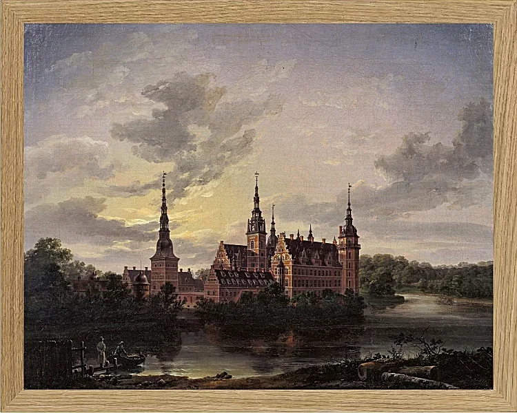 Johan Christian Dahl – Schloss Frederiksborg im Mondschein 1817 | Giclée Kunstdruck gerahmt
