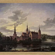 Johan Christian Dahl – Schloss Frederiksborg im Mondschein 1817 | Giclée Kunstdruck gerahmt