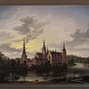 Johan Christian Dahl – Schloss Frederiksborg im Mondschein 1817 | Giclée Kunstdruck gerahmt