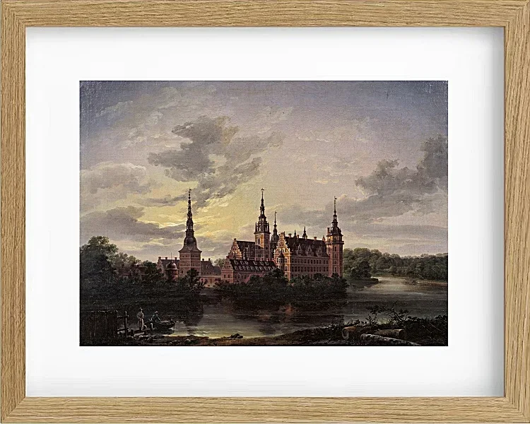 Johan Christian Dahl – Schloss Frederiksborg im Mondschein 1817 | Giclée Kunstdruck gerahmt