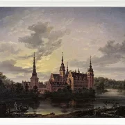 Johan Christian Dahl – Schloss Frederiksborg im Mondschein 1817 | Giclée Kunstdruck gerahmt