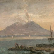 Johan Christian Dahl | Vesuv set fra Posillipo  - 1847 | Indrammet kunsttryk | Romantic | formida