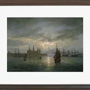 Johan Christian Dahl – Schloss Kronborg im Mondschein 1849 | Giclée Kunstdruck gerahmt