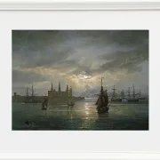 Johan Christian Dahl – Schloss Kronborg im Mondschein 1849 | Giclée Kunstdruck gerahmt