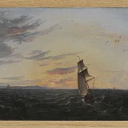 Johan Christian Dahl – Seeblick auf die Küste der Insel Rügen im Abendlicht - 1818 | Giclée Kunstdruck gerahmt