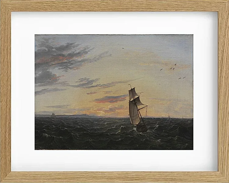 Johan Christian Dahl – Seeblick auf die Küste der Insel Rügen im Abendlicht - 1818 | Giclée Kunstdruck gerahmt