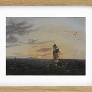 Johan Christian Dahl – Seeblick auf die Küste der Insel Rügen im Abendlicht - 1818 | Giclée Kunstdruck gerahmt