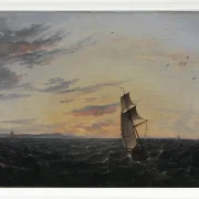 Johan Christian Dahl – Seeblick auf die Küste der Insel Rügen im Abendlicht - 1818 | Giclée Kunstdruck gerahmt