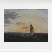 Johan Christian Dahl – Seeblick auf die Küste der Insel Rügen im Abendlicht - 1818 | Giclée Kunstdruck gerahmt