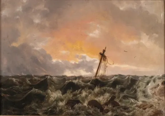 Johan Christian Dahl | Havlandskab med vrag - 1831 | Indrammet kunsttryk | Romantic | formida