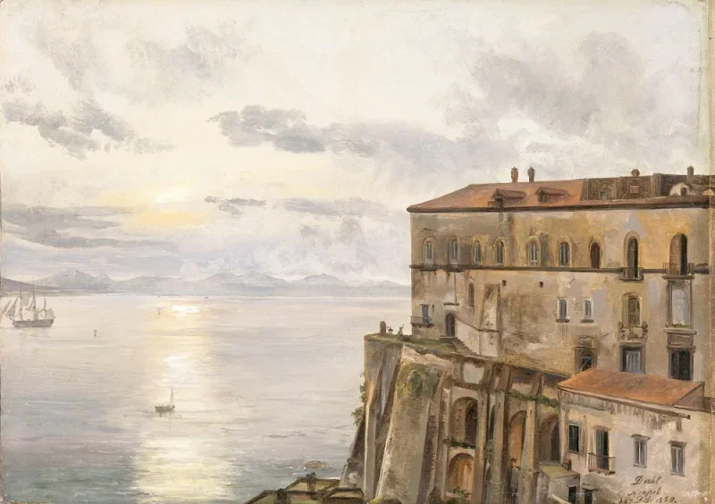 Johan Christian Dahl | Kasernen ved Pizzofalcone, Napoli - 1820 | Romantic | formida