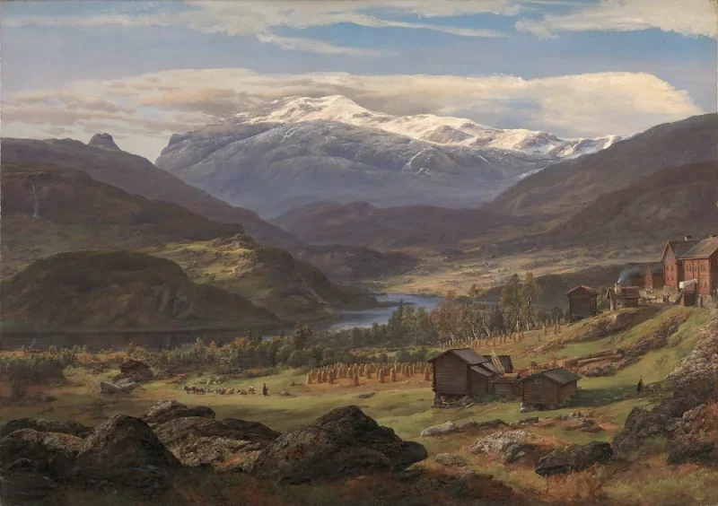 Johan Christian Dahl | Fra Hjelle i Valdres - 1851 | Indrammet kunsttryk | Romantic | formida