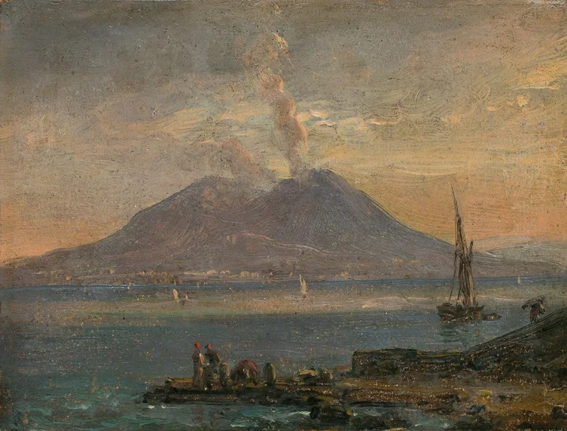 Johan Christian Dahl – Vesuv von Posillipo aus gesehen 1847 | Giclée Kunstdruck gerahmt