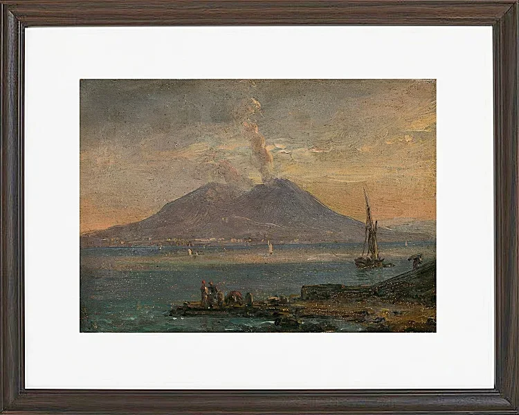 Johan Christian Dahl – Vesuv von Posillipo aus gesehen 1847 | Giclée Kunstdruck gerahmt