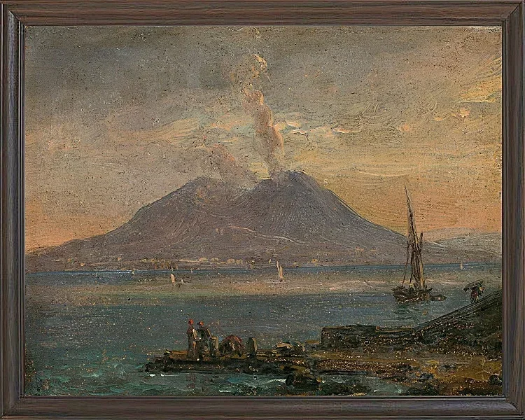 Johan Christian Dahl – Vesuv von Posillipo aus gesehen 1847 | Giclée Kunstdruck gerahmt