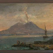 Johan Christian Dahl – Vesuv von Posillipo aus gesehen 1847 | Giclée Kunstdruck gerahmt