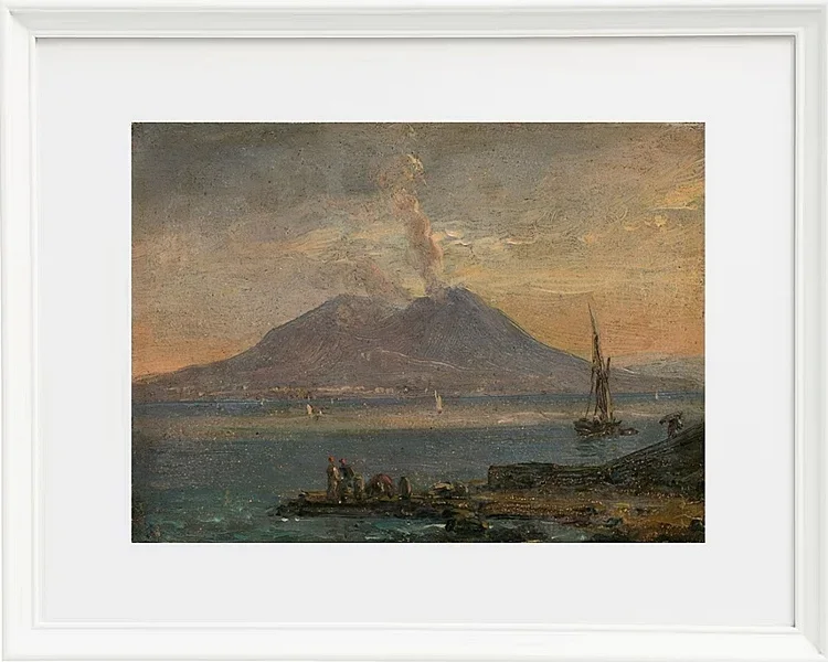 Johan Christian Dahl – Vesuv von Posillipo aus gesehen 1847 | Giclée Kunstdruck gerahmt
