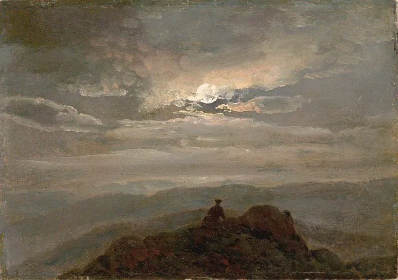 Johan Christian Dahl | Vandrer på en bjergtop - 1823 | Indrammet kunsttryk | Romantic | formida