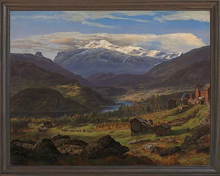 Johan Christian Dahl – Von Hjelle in Valdres 1851 | Giclée Kunstdruck gerahmt