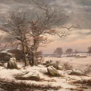 Johan Christian Dahl | Vinterlandskab ved Vordingborg - 1827 | Indrammet kunsttryk | Romantic | formida