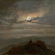 Johan Christian Dahl – Wanderer auf einem Berggipfel 1823 | Giclée Kunstdruck gerahmt